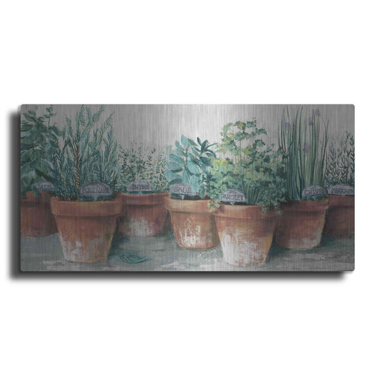 Luxe Metal Art 'Pots Of Herbs II Cottage' by Carol Rowan, Metal Wall Art