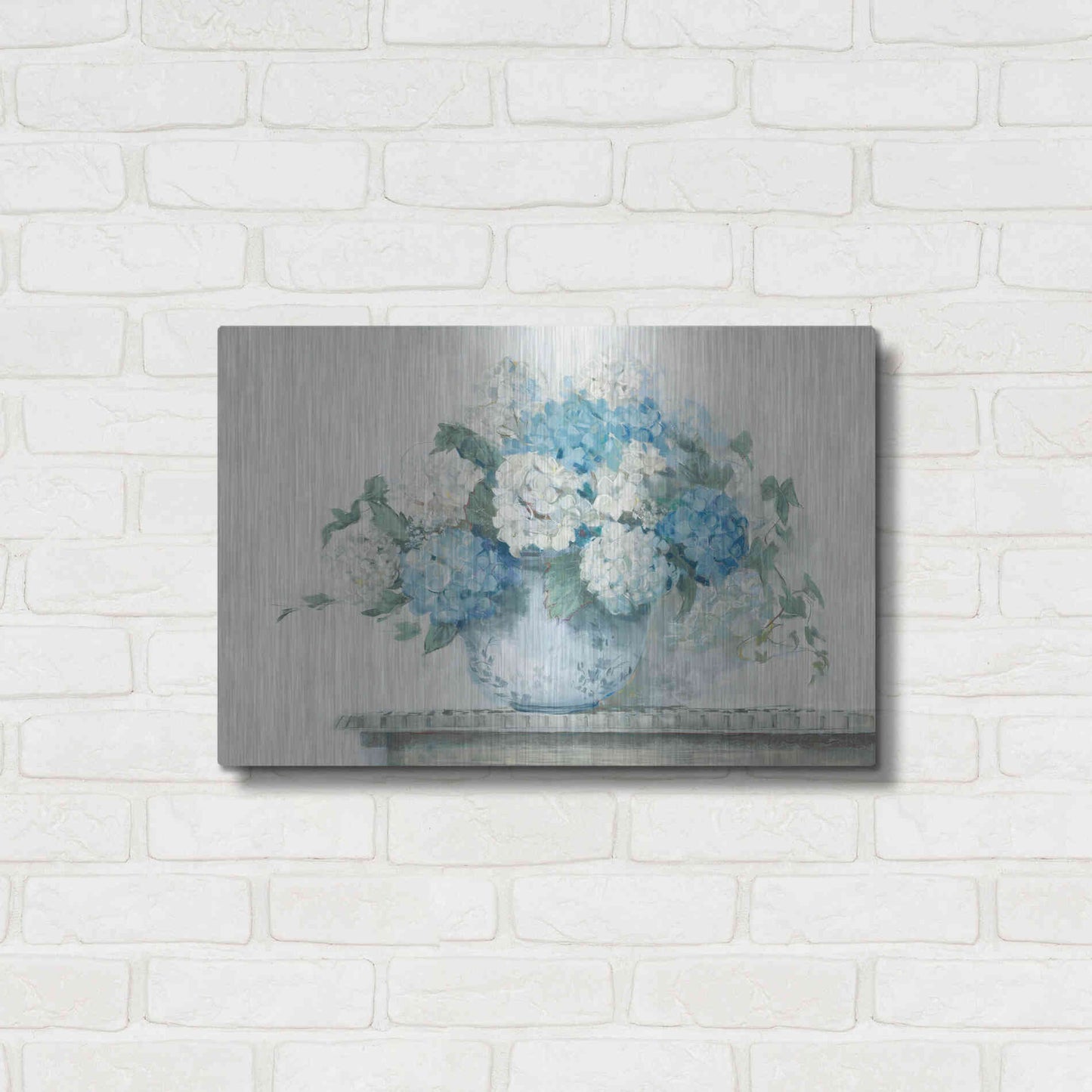 Luxe Metal Art 'Blue Hydrangea Cottage Crop' by Carol Rowan, Metal Wall Art,24x16