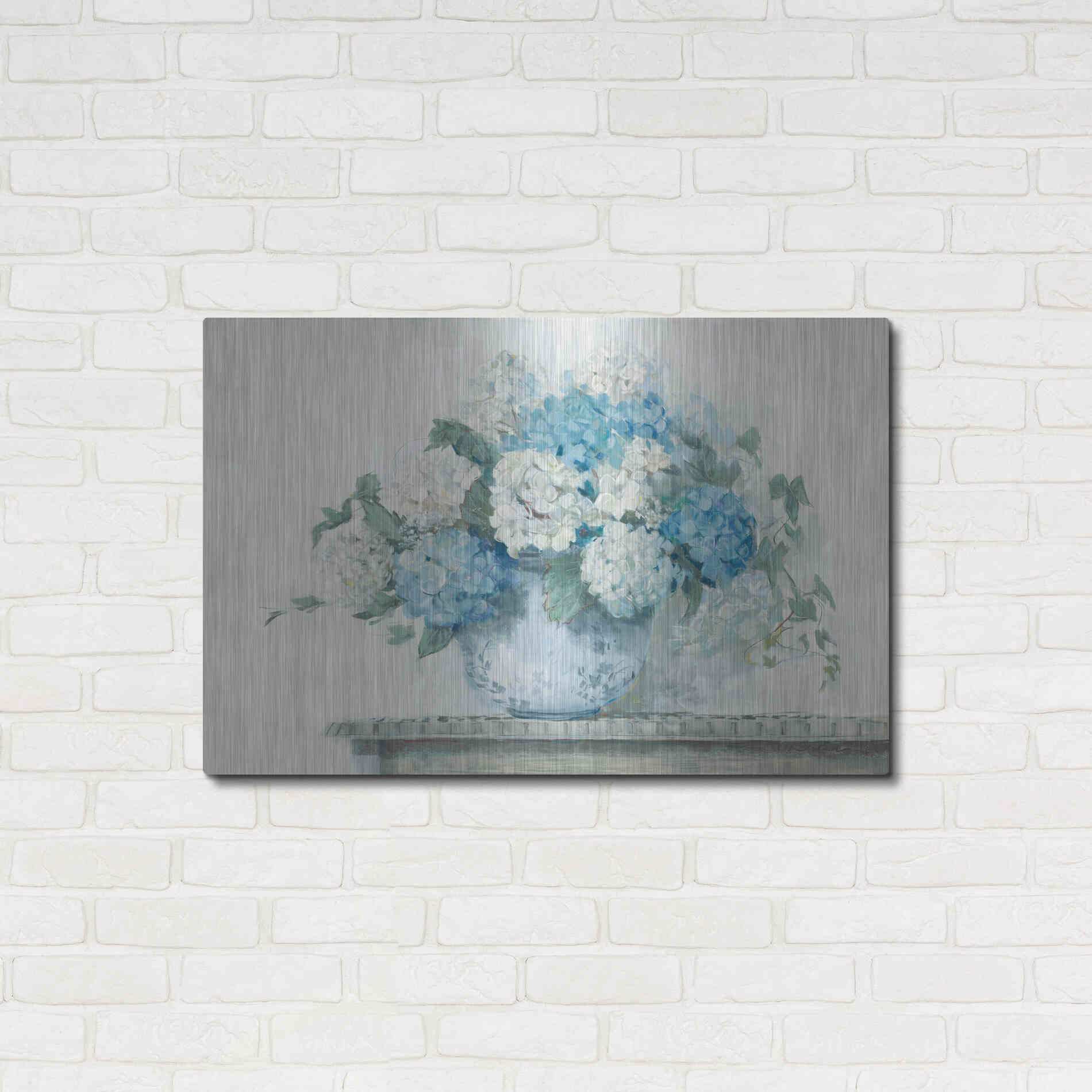Luxe Metal Art 'Blue Hydrangea Cottage Crop' by Carol Rowan, Metal Wall Art,36x24