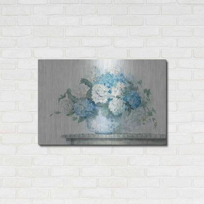Luxe Metal Art 'Blue Hydrangea Cottage Crop' by Carol Rowan, Metal Wall Art,36x24