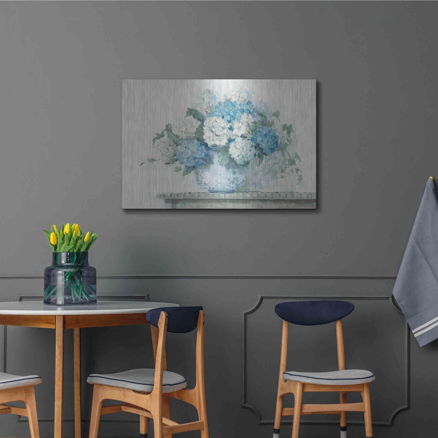 Luxe Metal Art 'Blue Hydrangea Cottage Crop' by Carol Rowan, Metal Wall Art,36x24