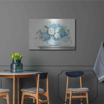 Luxe Metal Art 'Blue Hydrangea Cottage Crop' by Carol Rowan, Metal Wall Art,36x24