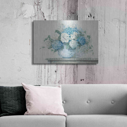 Luxe Metal Art 'Blue Hydrangea Cottage Crop' by Carol Rowan, Metal Wall Art,36x24
