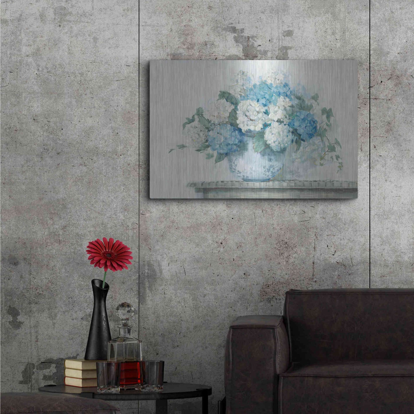 Luxe Metal Art 'Blue Hydrangea Cottage Crop' by Carol Rowan, Metal Wall Art,36x24