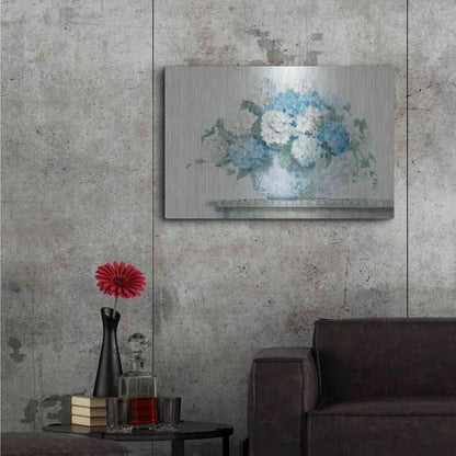 Luxe Metal Art 'Blue Hydrangea Cottage Crop' by Carol Rowan, Metal Wall Art,36x24
