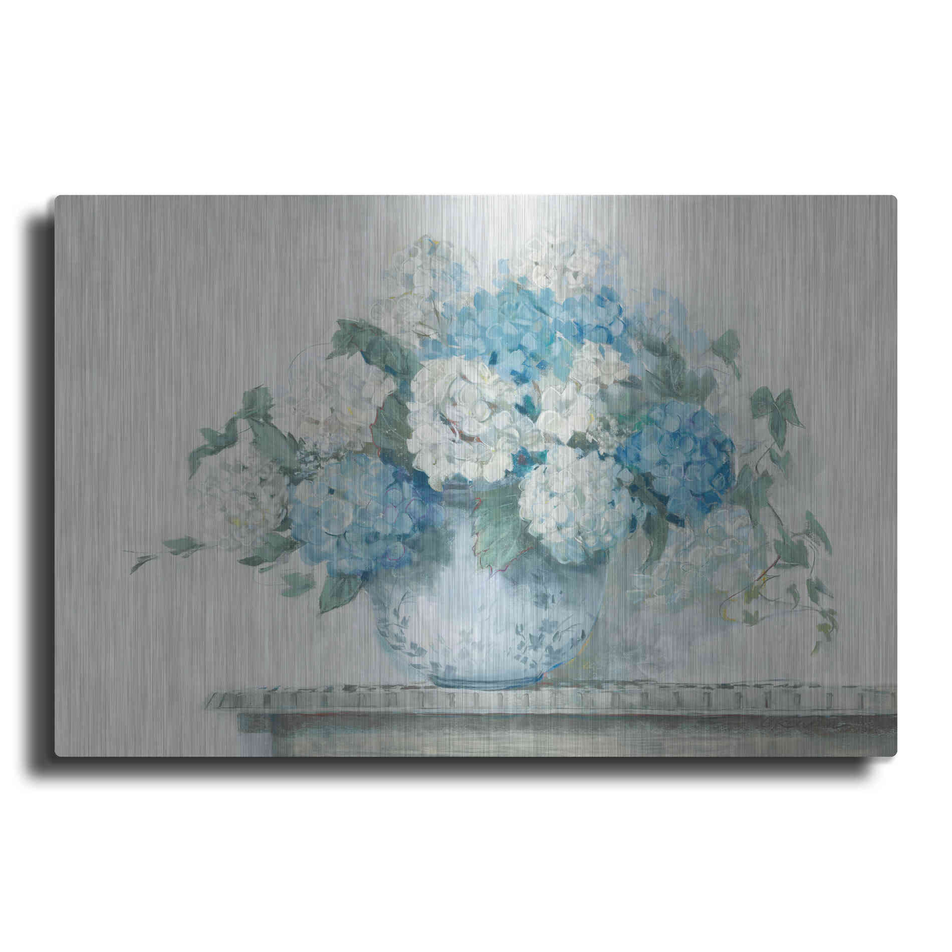 Luxe Metal Art 'Blue Hydrangea Cottage Crop' by Carol Rowan, Metal Wall Art