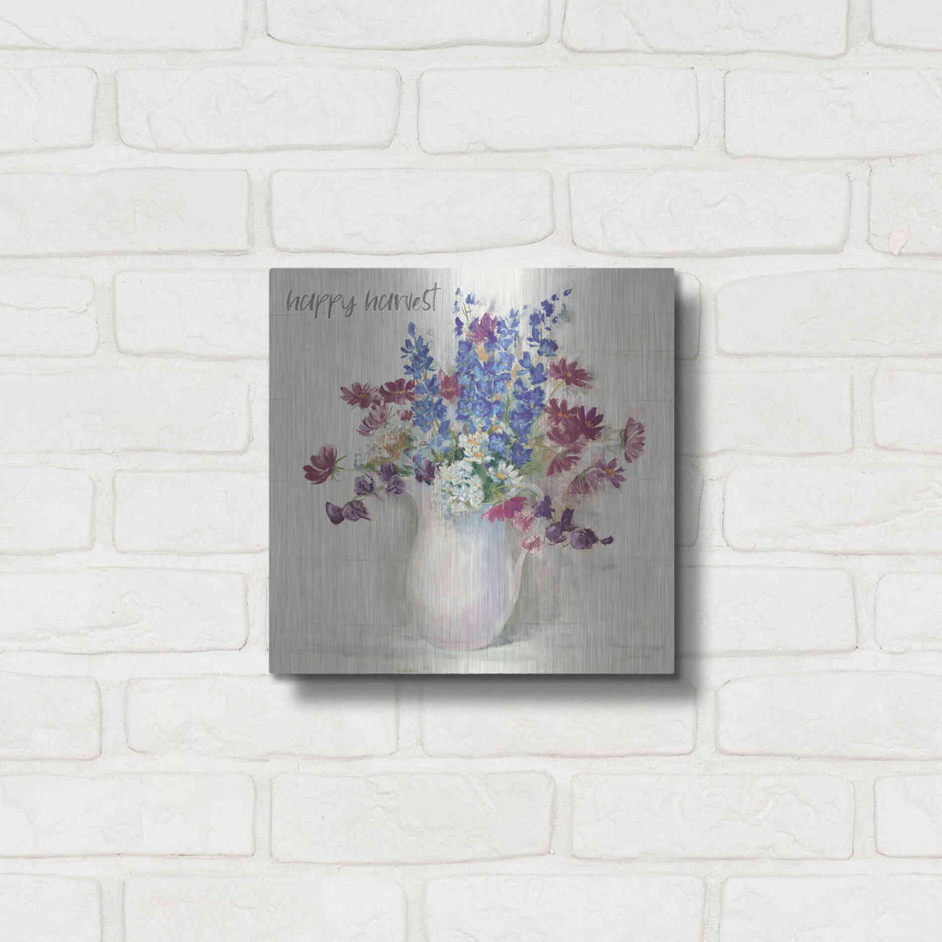 Luxe Metal Art 'Harvest Ironstone Bouquet II' by Carol Rowan, Metal Wall Art,12x12