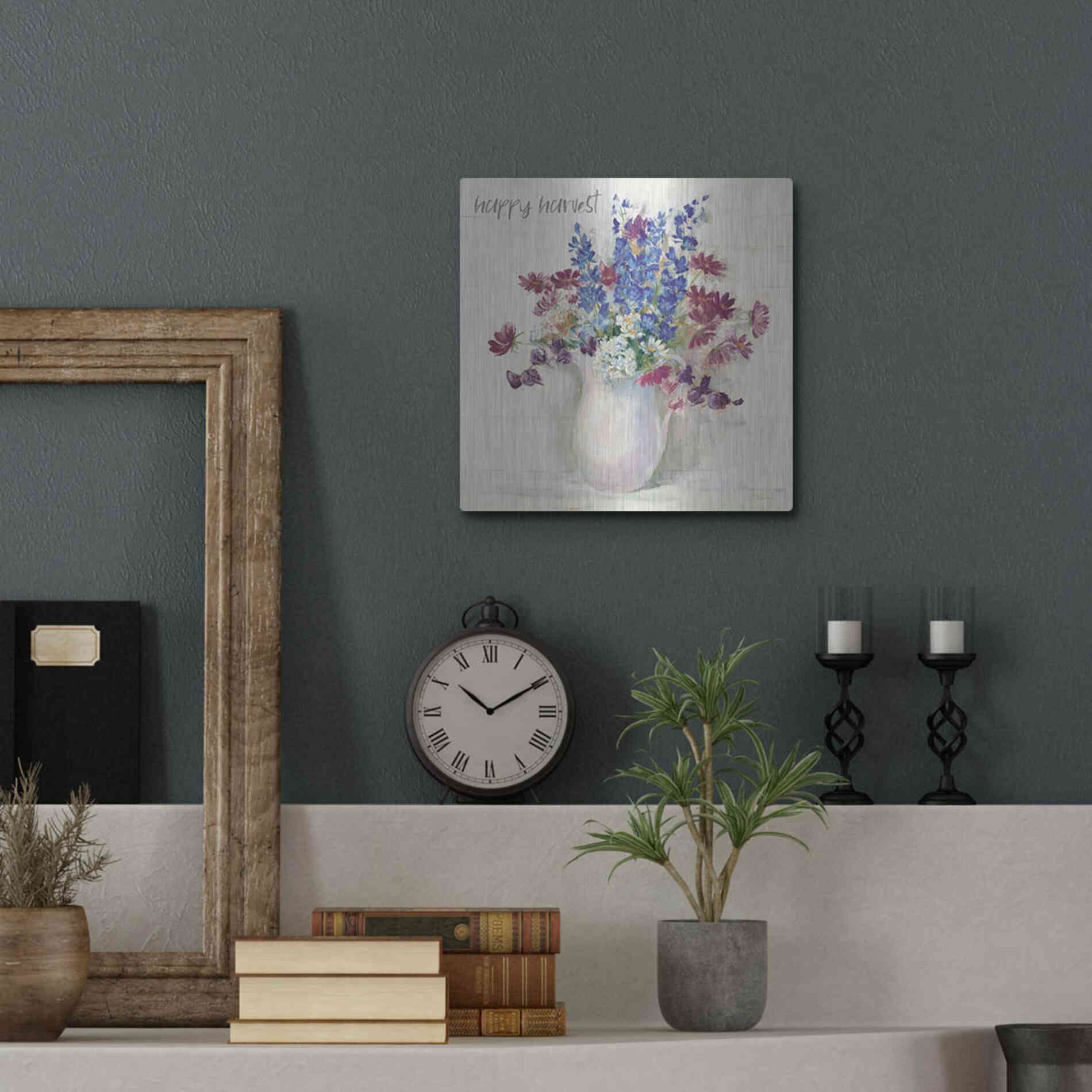 Luxe Metal Art 'Harvest Ironstone Bouquet II' by Carol Rowan, Metal Wall Art,12x12