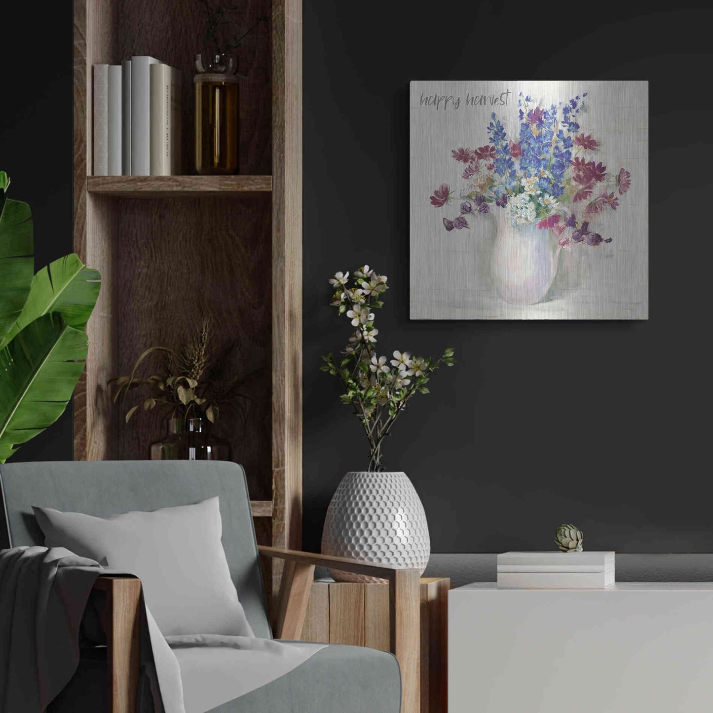 Luxe Metal Art 'Harvest Ironstone Bouquet II' by Carol Rowan, Metal Wall Art,24x24