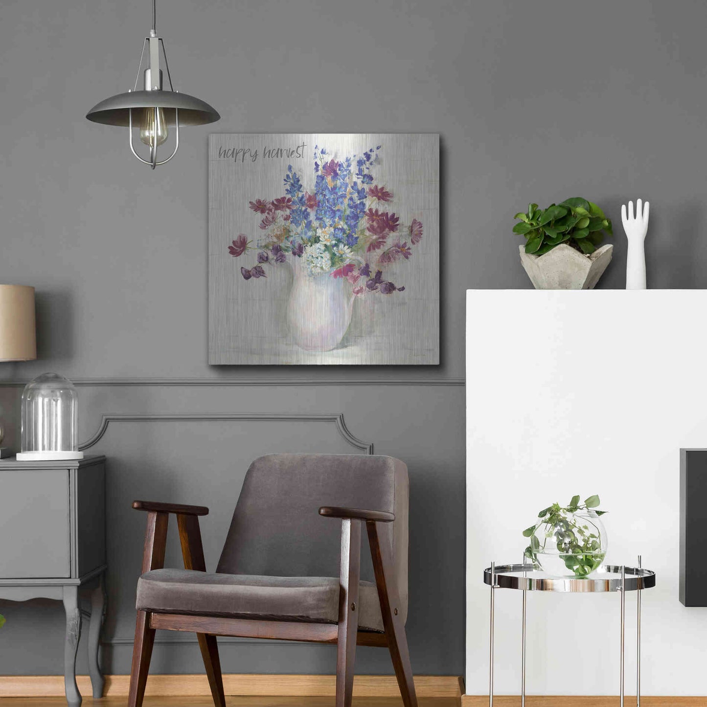 Luxe Metal Art 'Harvest Ironstone Bouquet II' by Carol Rowan, Metal Wall Art,24x24