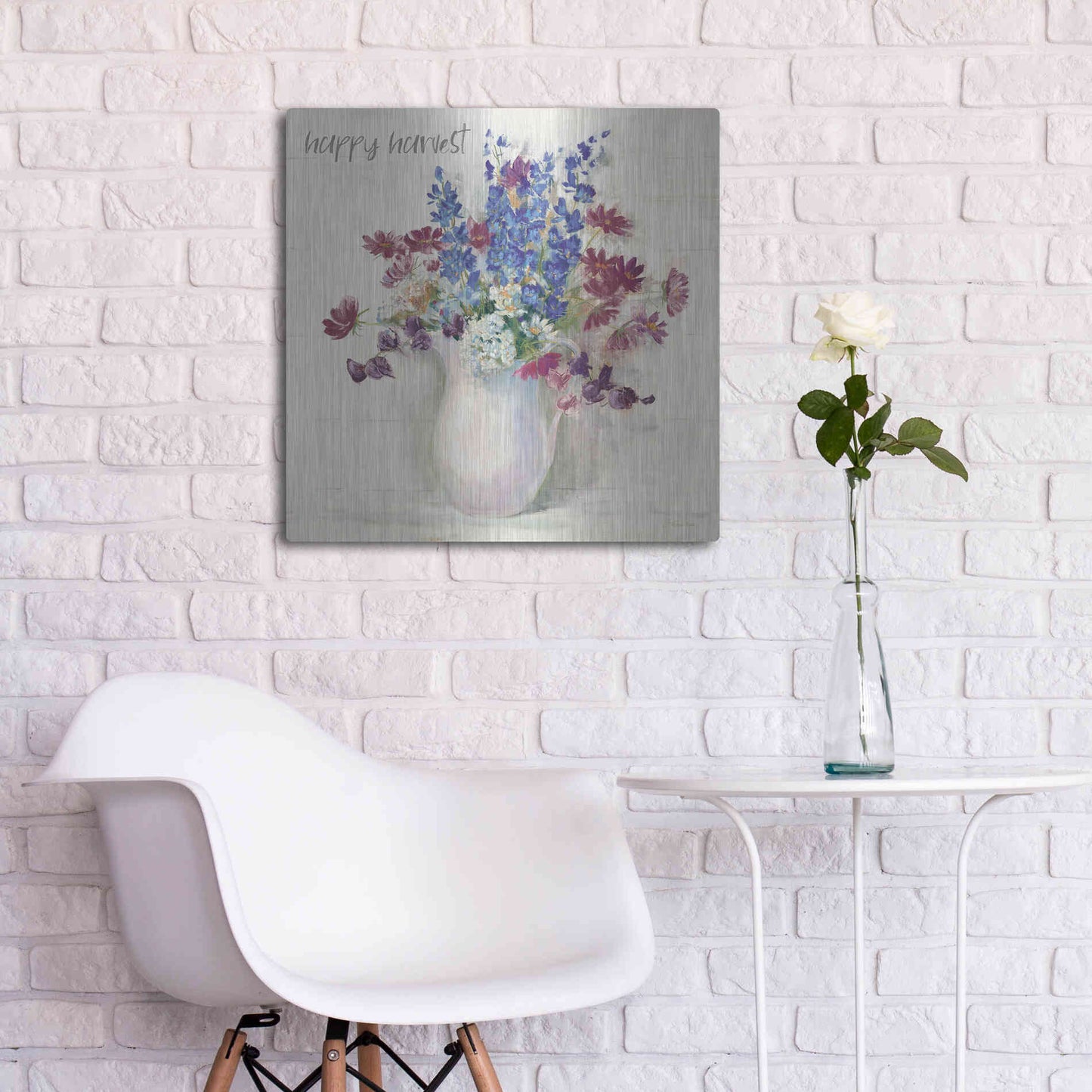 Luxe Metal Art 'Harvest Ironstone Bouquet II' by Carol Rowan, Metal Wall Art,24x24