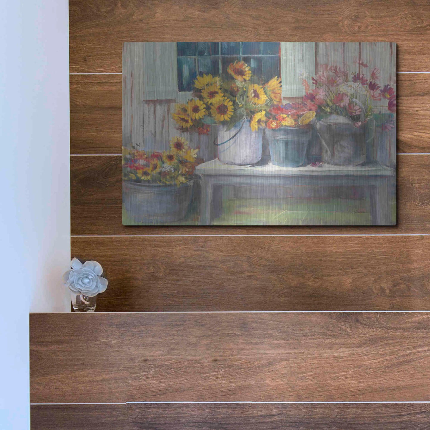 Luxe Metal Art 'Green Bench Bright' by Carol Rowan, Metal Wall Art,16x12