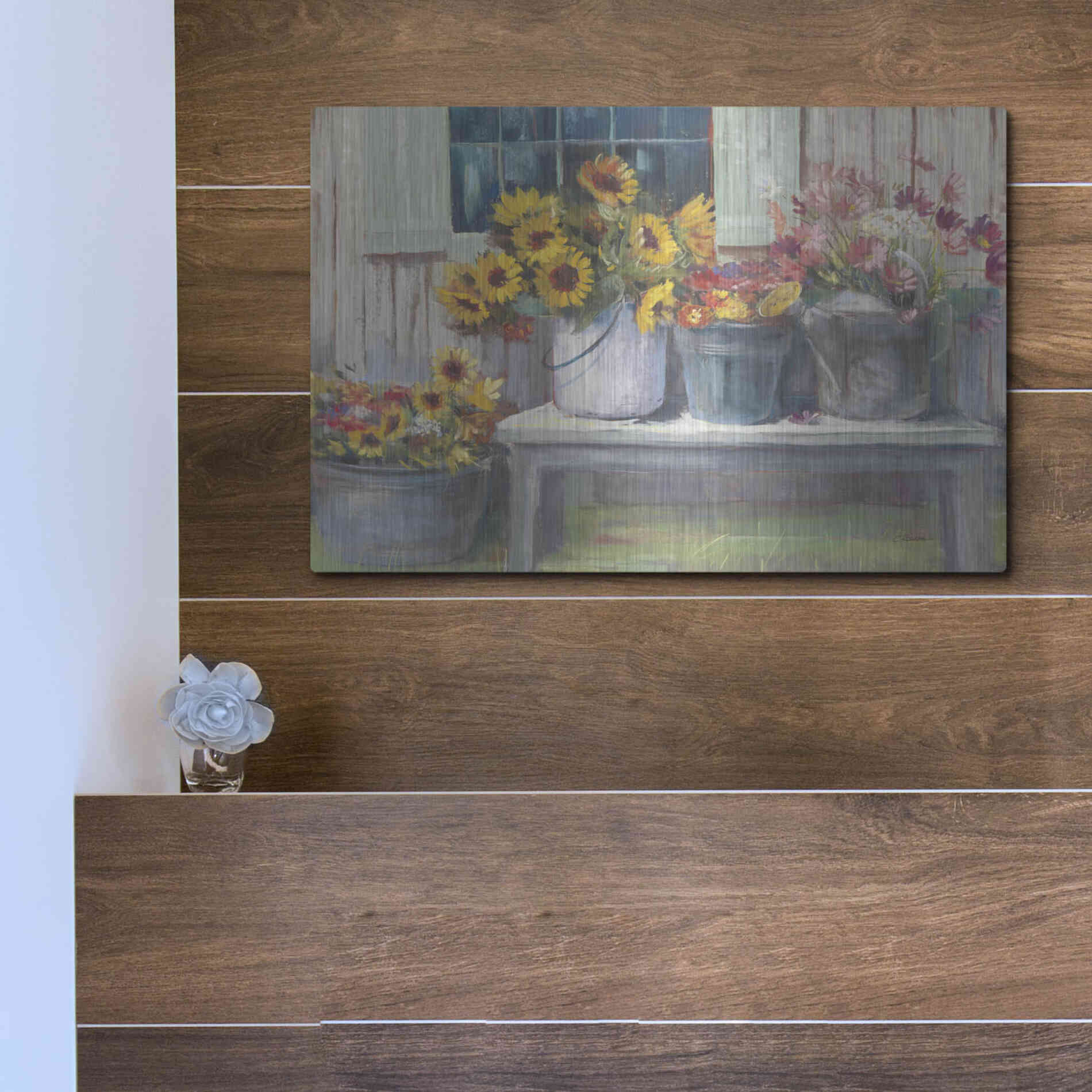 Luxe Metal Art 'Green Bench Bright' by Carol Rowan, Metal Wall Art,16x12