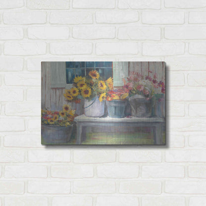 Luxe Metal Art 'Green Bench Bright' by Carol Rowan, Metal Wall Art,24x16