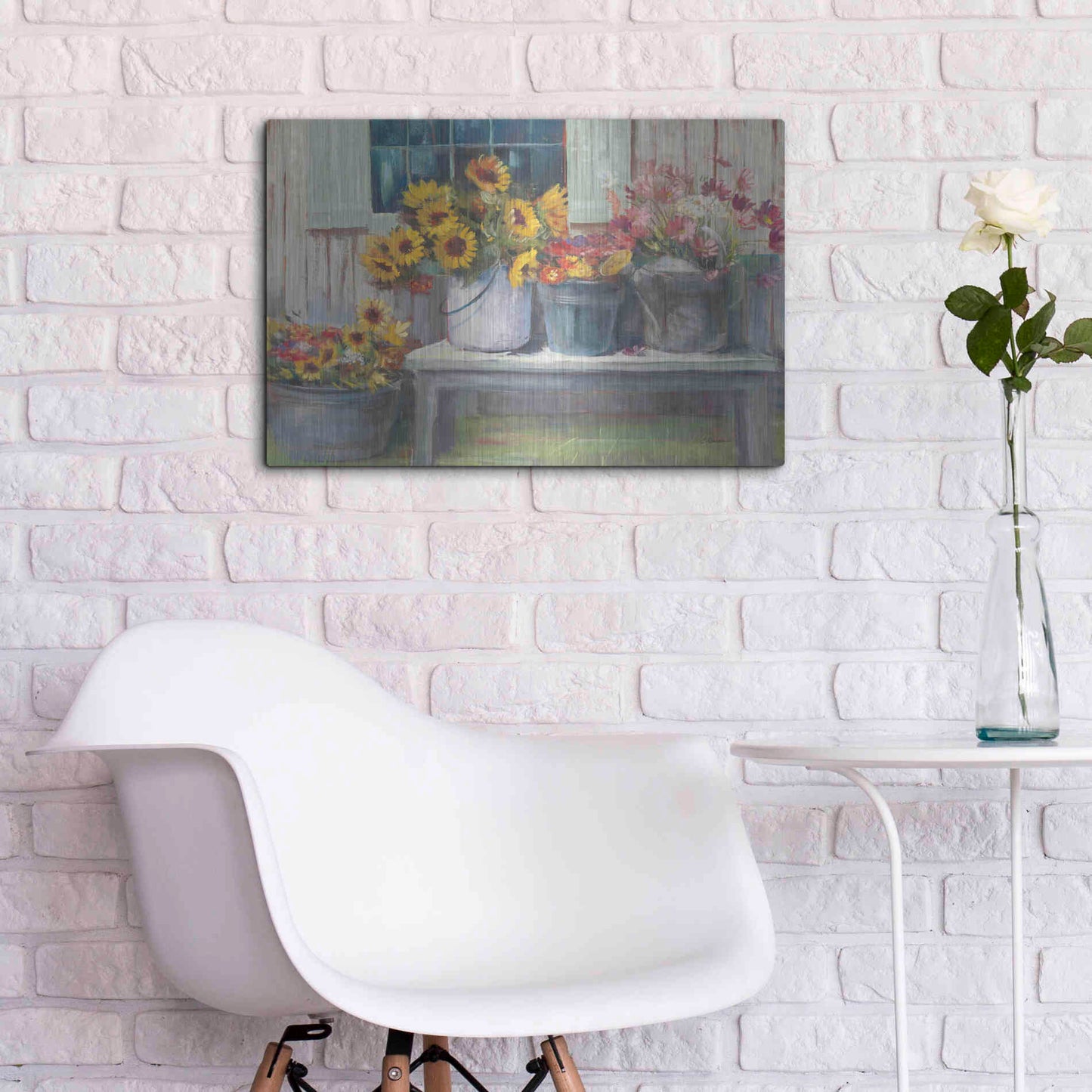 Luxe Metal Art 'Green Bench Bright' by Carol Rowan, Metal Wall Art,24x16