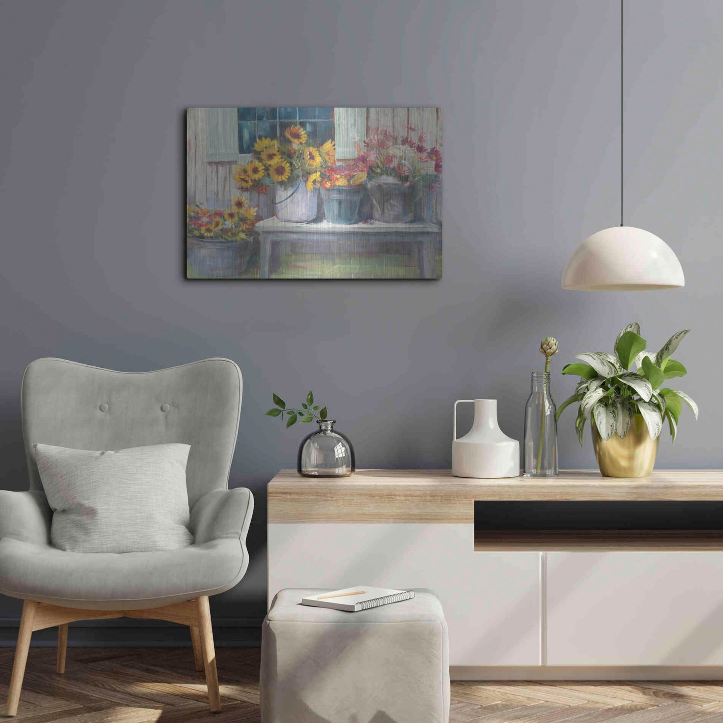 Luxe Metal Art 'Green Bench Bright' by Carol Rowan, Metal Wall Art,24x16