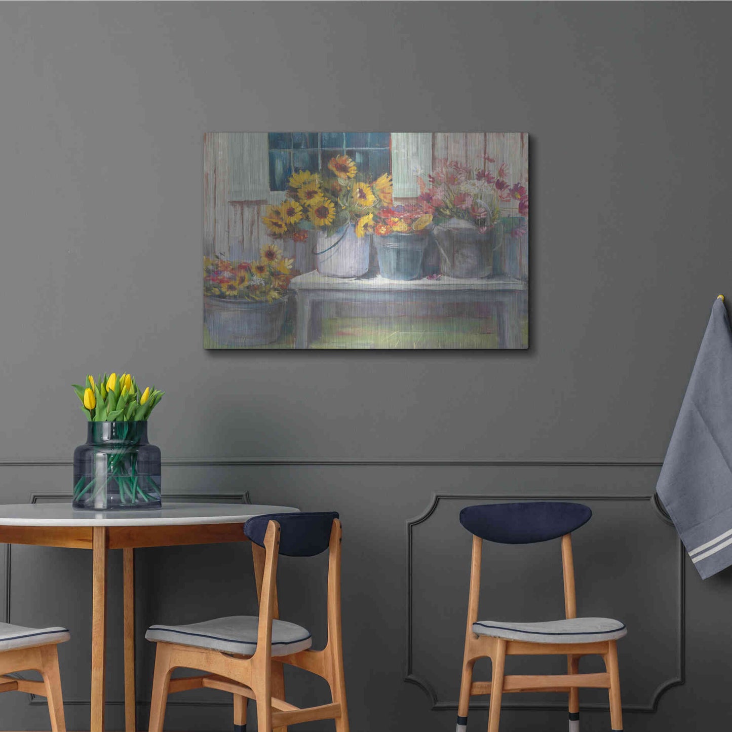 Luxe Metal Art 'Green Bench Bright' by Carol Rowan, Metal Wall Art,36x24