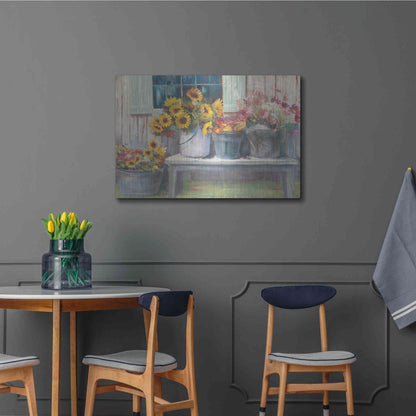 Luxe Metal Art 'Green Bench Bright' by Carol Rowan, Metal Wall Art,36x24