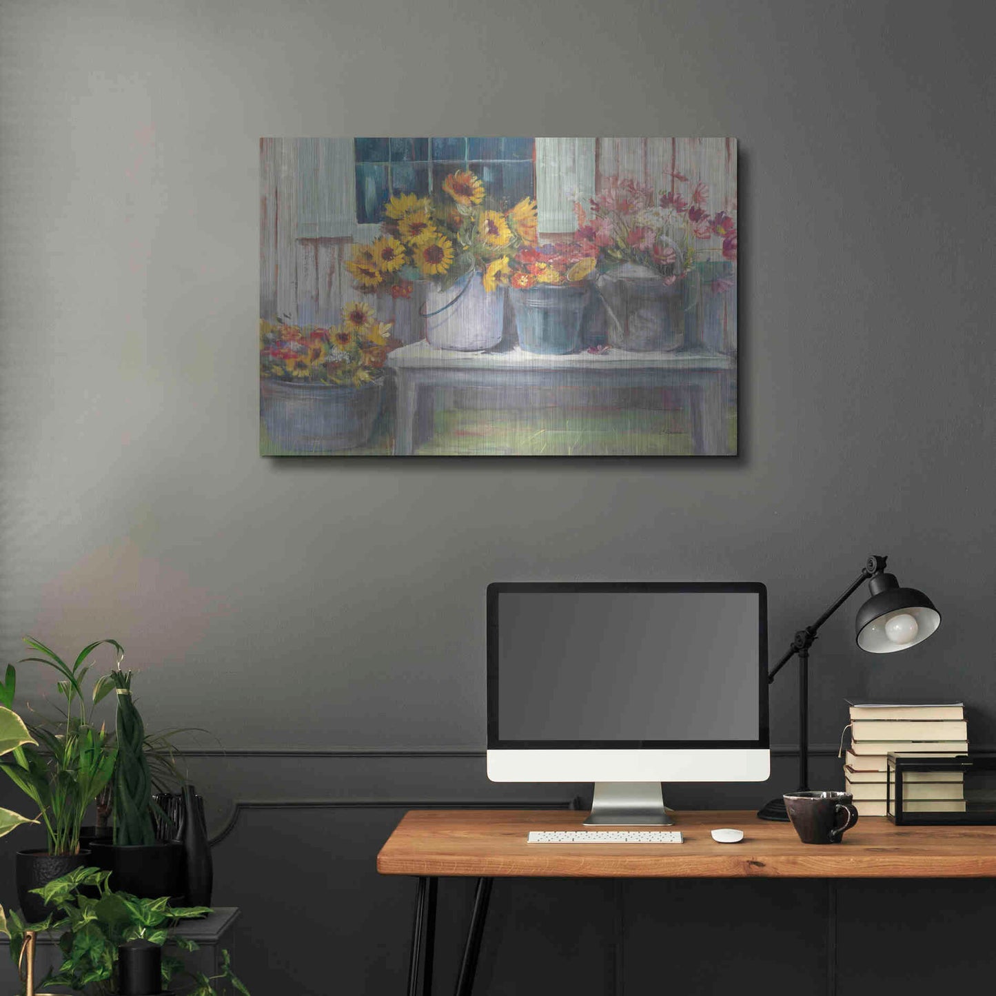 Luxe Metal Art 'Green Bench Bright' by Carol Rowan, Metal Wall Art,36x24