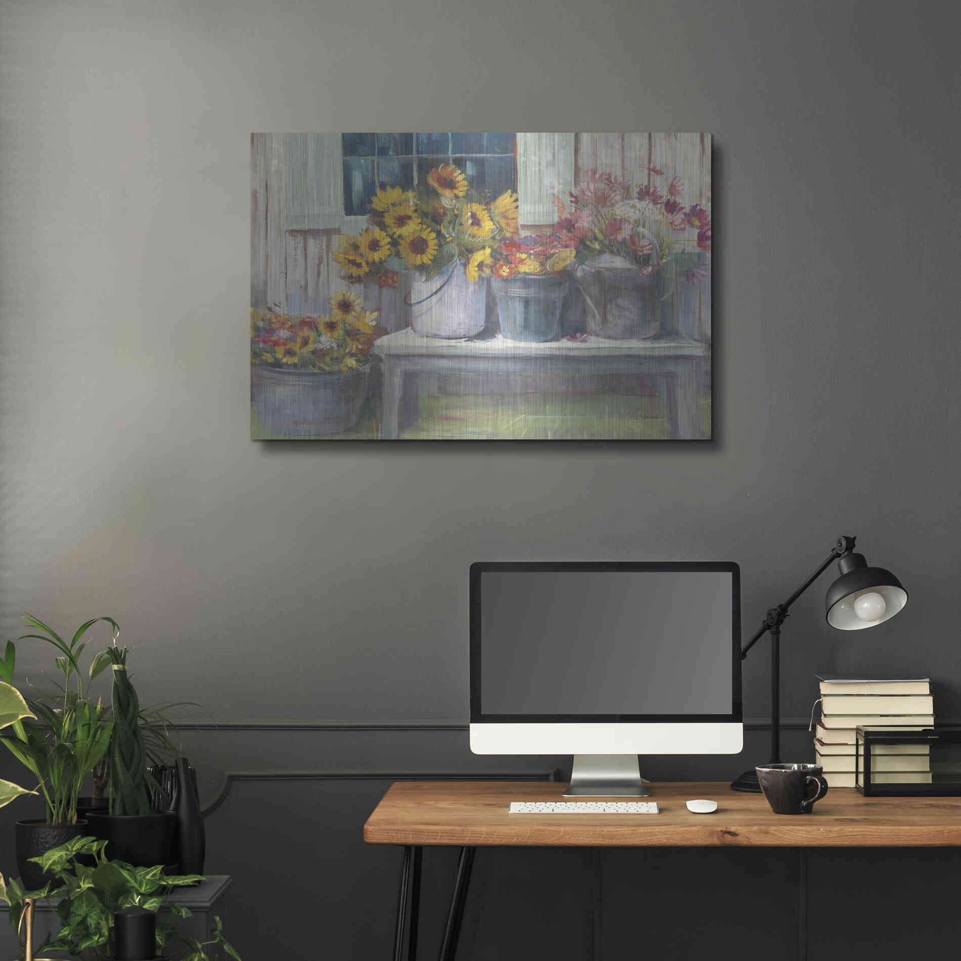 Luxe Metal Art 'Green Bench Bright' by Carol Rowan, Metal Wall Art,36x24