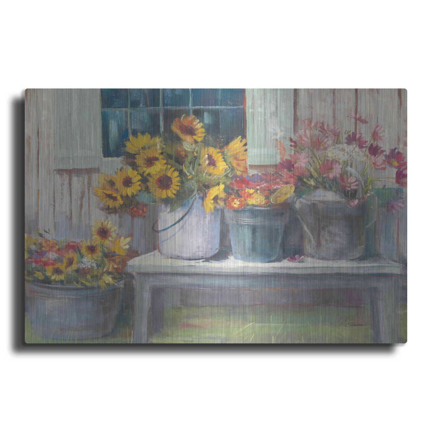 Luxe Metal Art 'Green Bench Bright' by Carol Rowan, Metal Wall Art