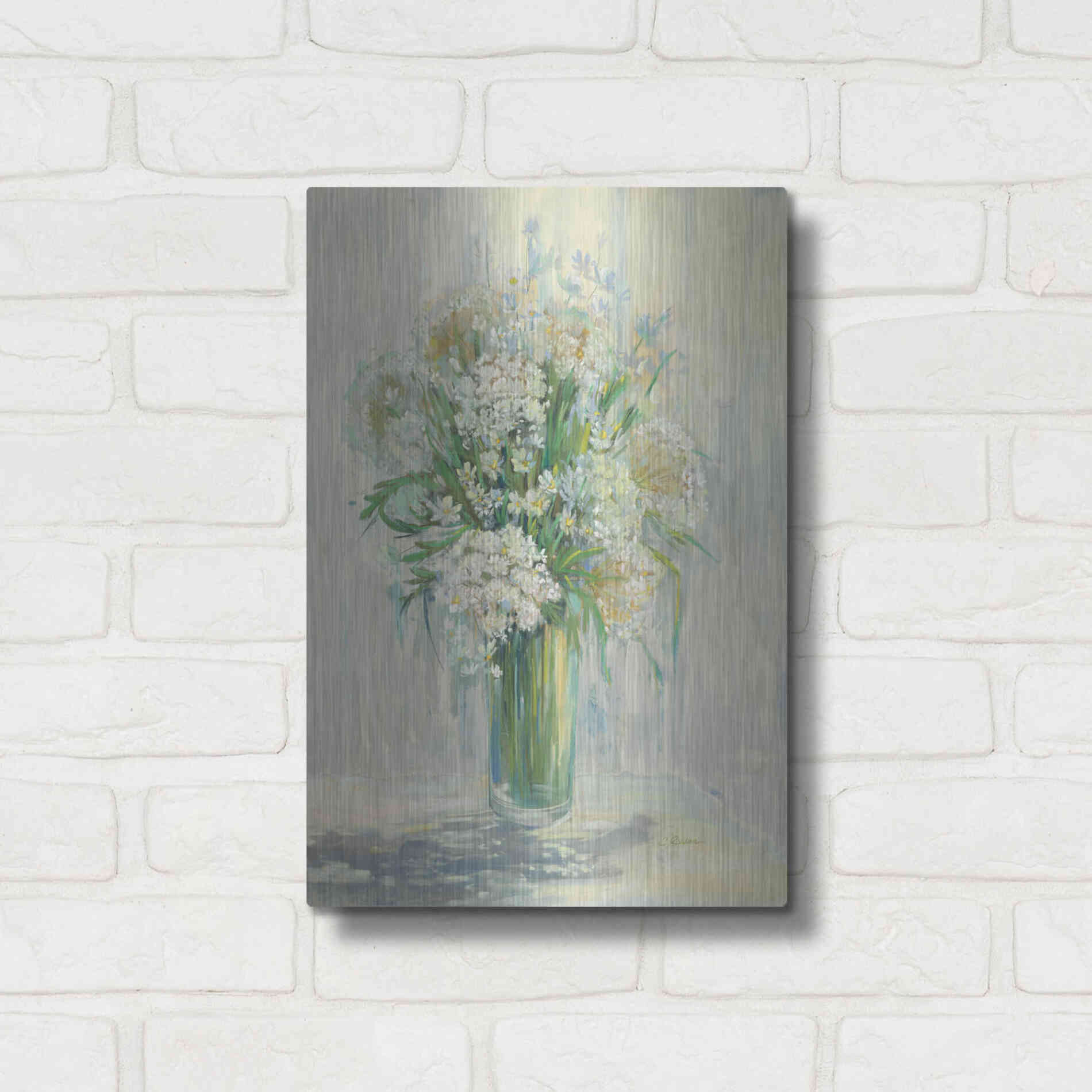 Luxe Metal Art 'Radiant Lace Neutral' by Carol Rowan, Metal Wall Art,12x16