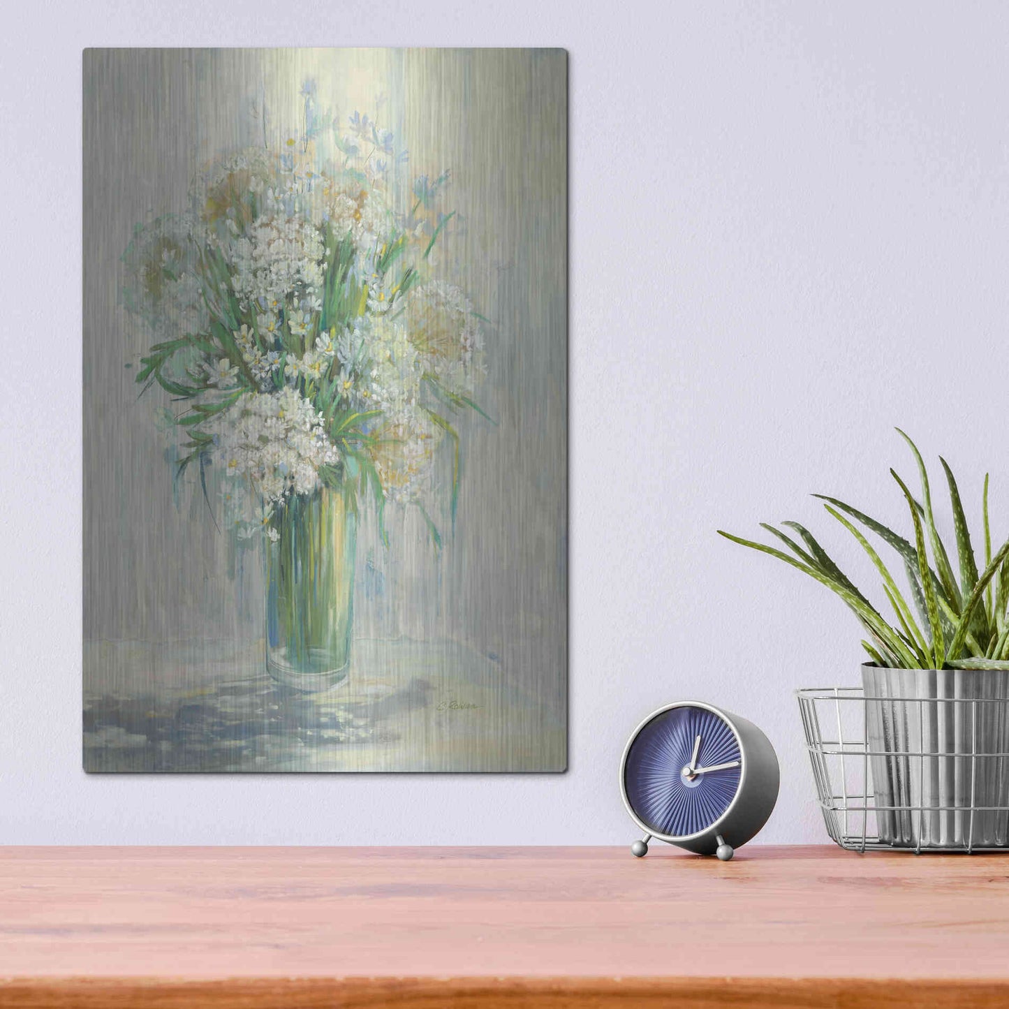 Luxe Metal Art 'Radiant Lace Neutral' by Carol Rowan, Metal Wall Art,12x16