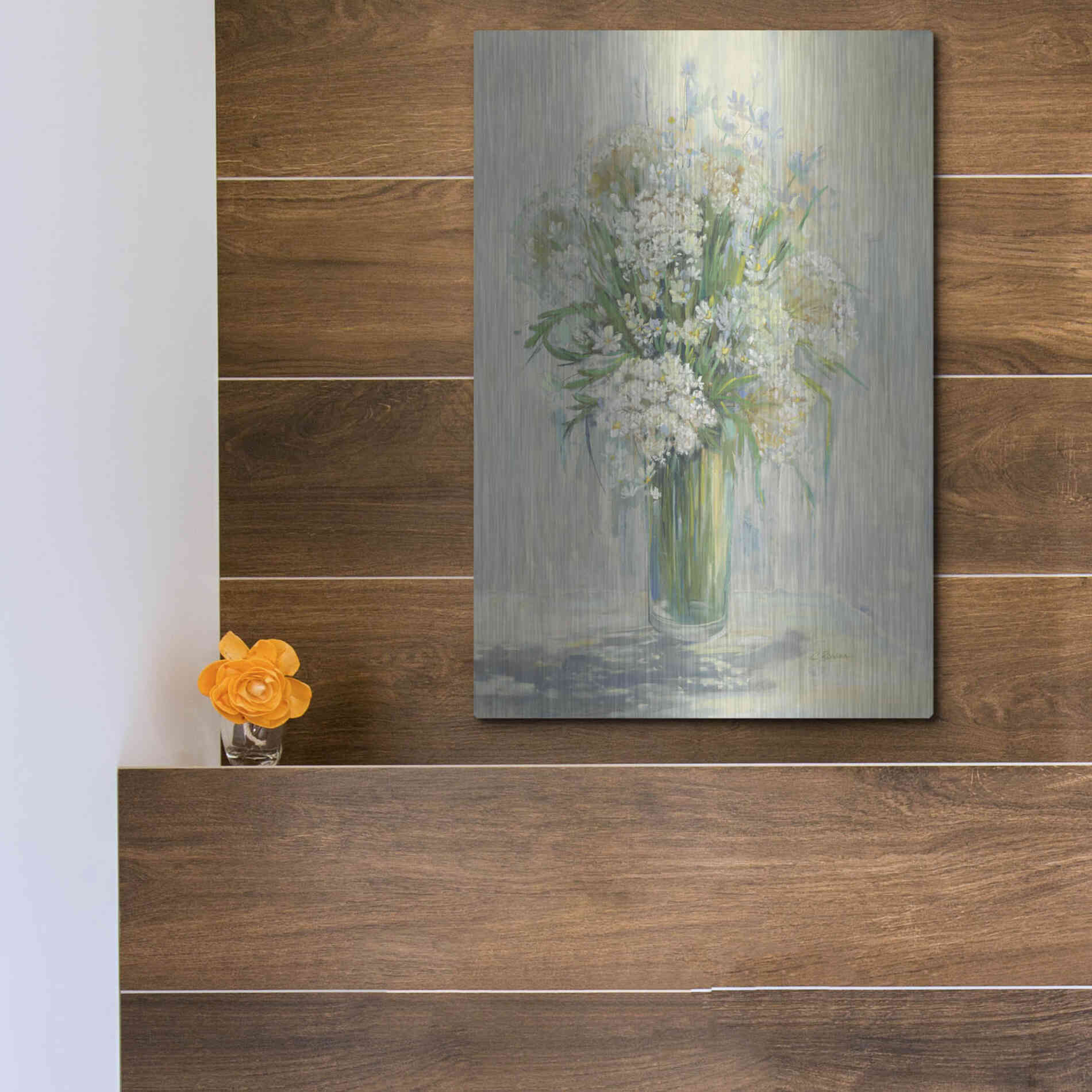 Luxe Metal Art 'Radiant Lace Neutral' by Carol Rowan, Metal Wall Art,12x16