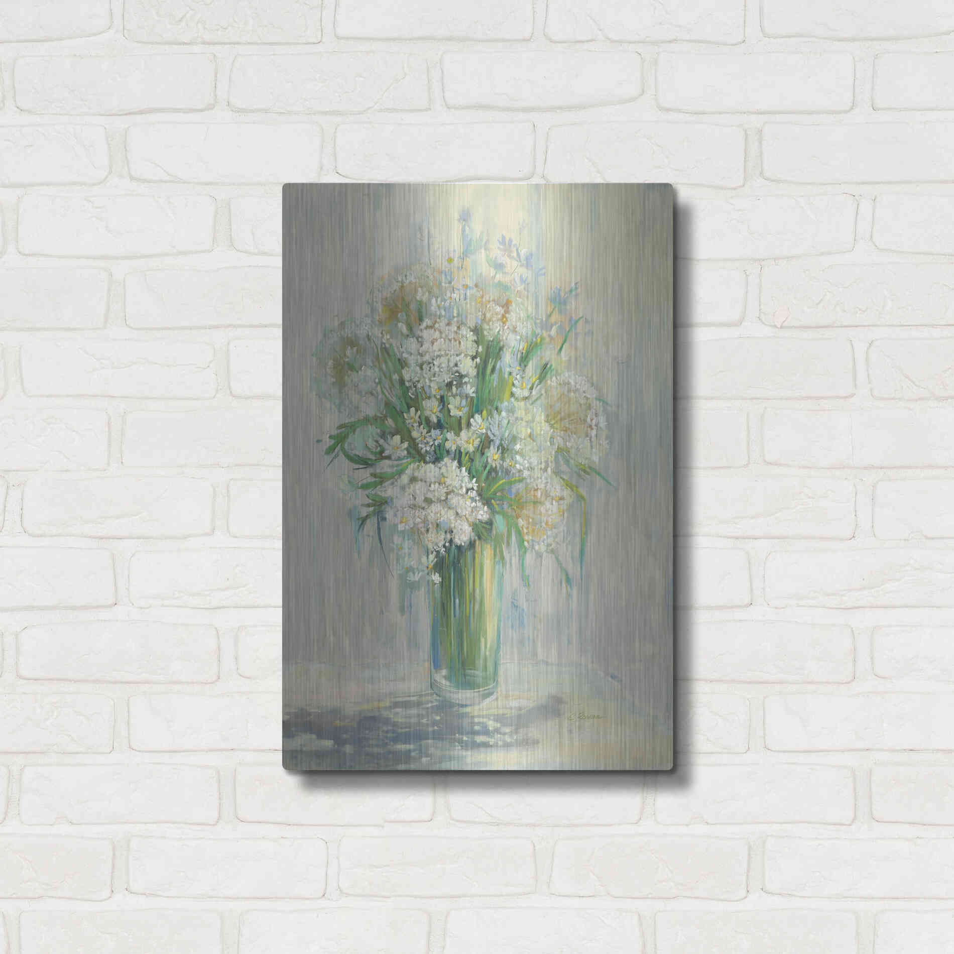 Luxe Metal Art 'Radiant Lace Neutral' by Carol Rowan, Metal Wall Art,16x24