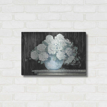 Luxe Metal Art 'White Hydrangea On Black Crop' by Carol Rowan, Metal Wall Art,24x16
