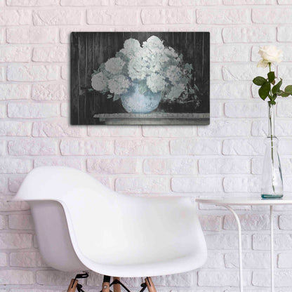 Luxe Metal Art 'White Hydrangea On Black Crop' by Carol Rowan, Metal Wall Art,24x16