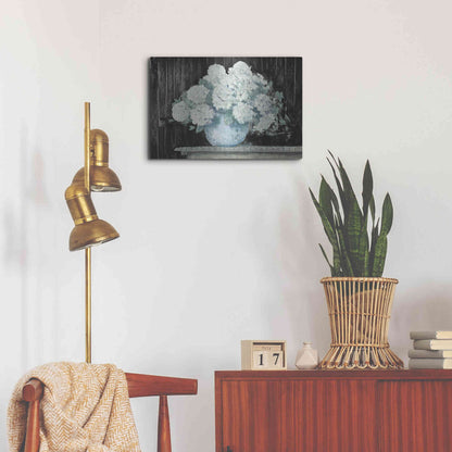Luxe Metal Art 'White Hydrangea On Black Crop' by Carol Rowan, Metal Wall Art,24x16