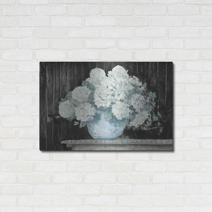 Luxe Metal Art 'White Hydrangea On Black Crop' by Carol Rowan, Metal Wall Art,36x24