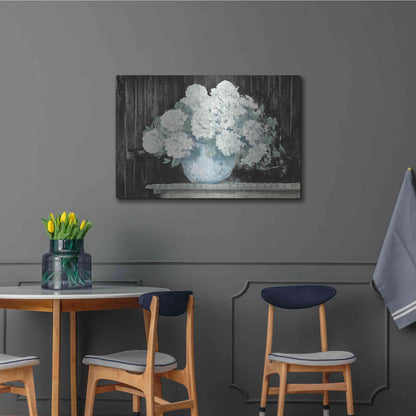 Luxe Metal Art 'White Hydrangea On Black Crop' by Carol Rowan, Metal Wall Art,36x24