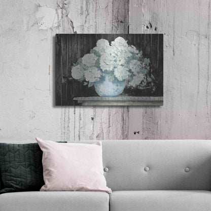 Luxe Metal Art 'White Hydrangea On Black Crop' by Carol Rowan, Metal Wall Art,36x24