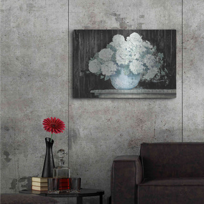 Luxe Metal Art 'White Hydrangea On Black Crop' by Carol Rowan, Metal Wall Art,36x24