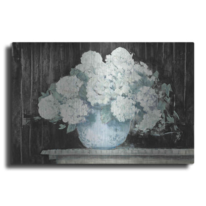 Luxe Metal Art 'White Hydrangea On Black Crop' by Carol Rowan, Metal Wall Art