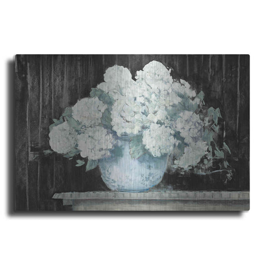 Luxe Metal Art 'White Hydrangea On Black Crop' by Carol Rowan, Metal Wall Art