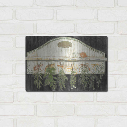 Luxe Metal Art 'Herbs On Pegs Black' by Carol Rowan, Metal Wall Art,16x12