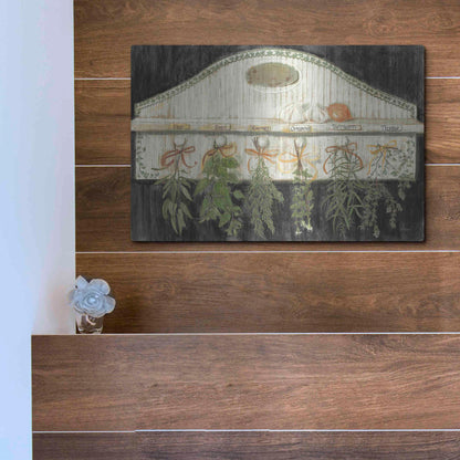 Luxe Metal Art 'Herbs On Pegs Black' by Carol Rowan, Metal Wall Art,16x12