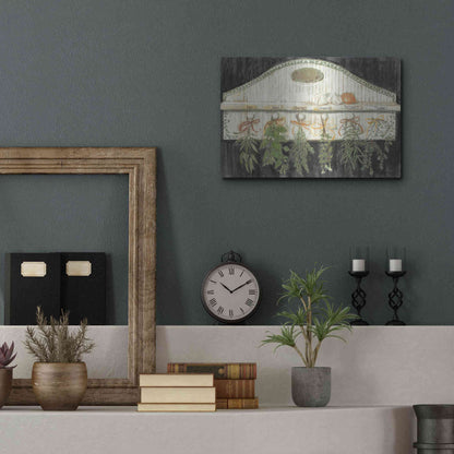 Luxe Metal Art 'Herbs On Pegs Black' by Carol Rowan, Metal Wall Art,16x12