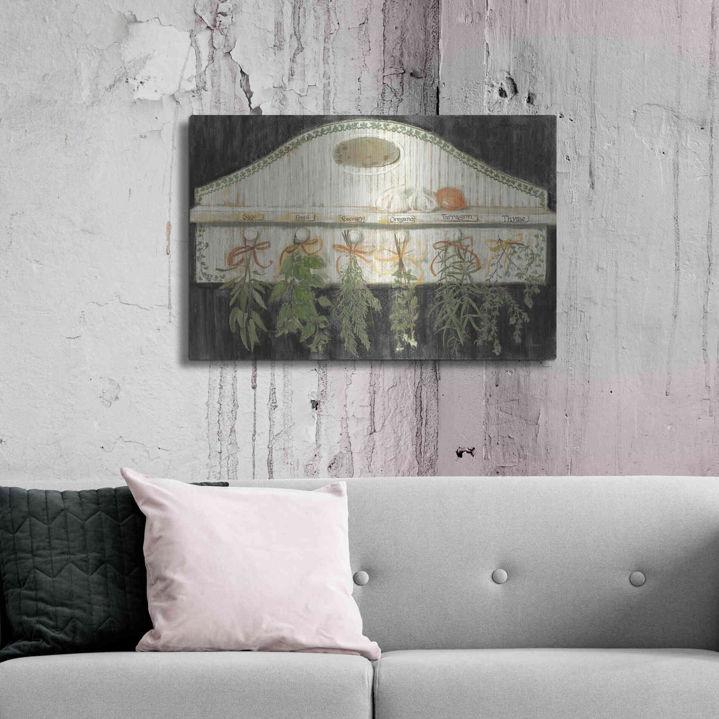 Luxe Metal Art 'Herbs On Pegs Black' by Carol Rowan, Metal Wall Art,36x24