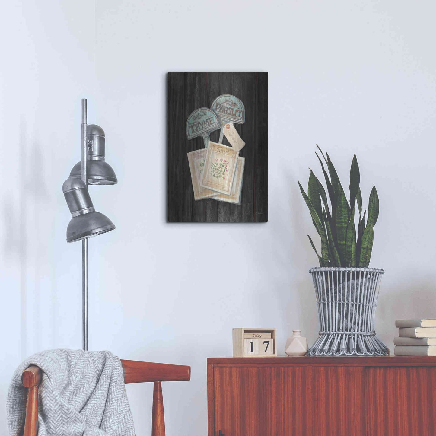 Luxe Metal Art 'Seed Packs Black Wood' by Carol Rowan, Metal Wall Art,16x24