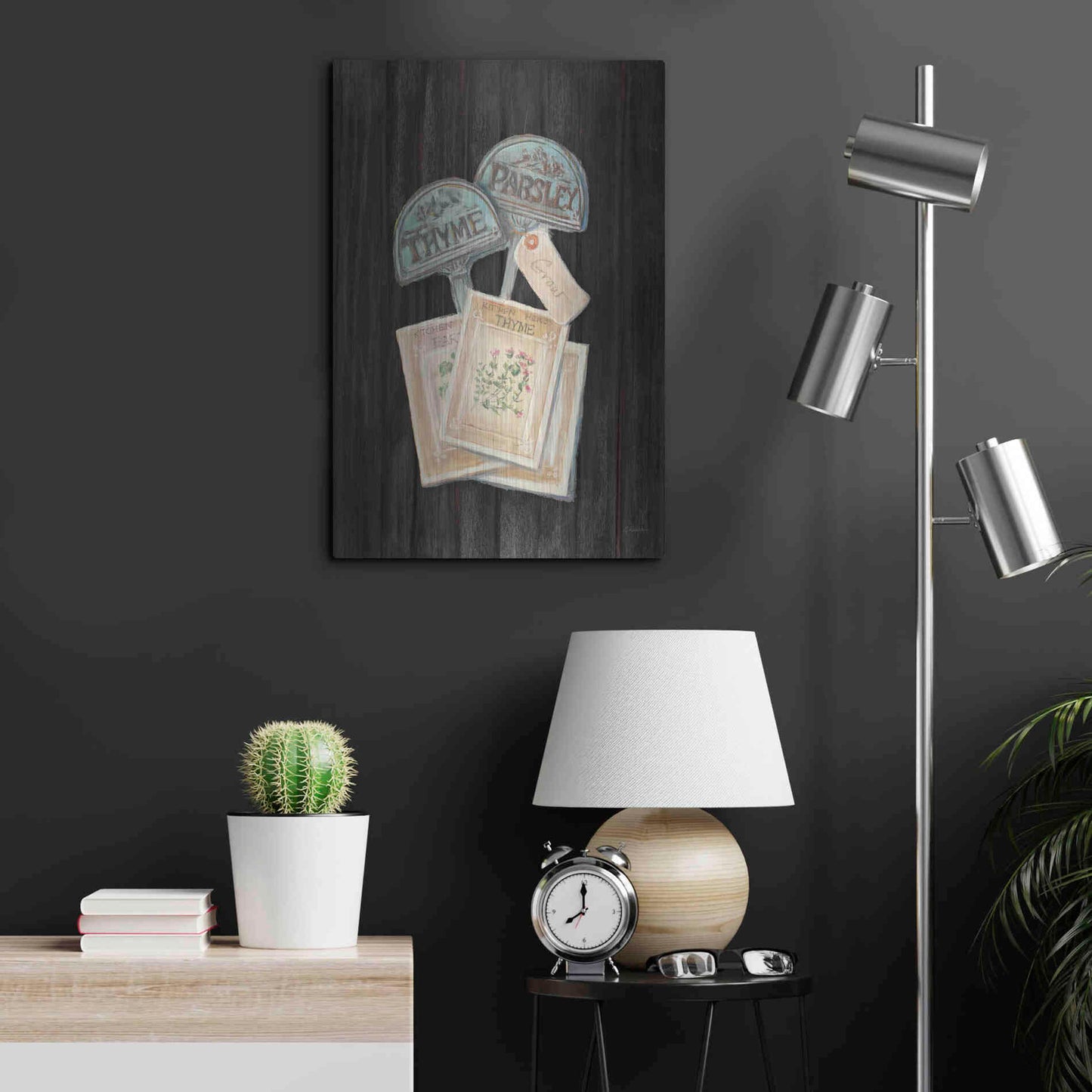 Luxe Metal Art 'Seed Packs Black Wood' by Carol Rowan, Metal Wall Art,16x24