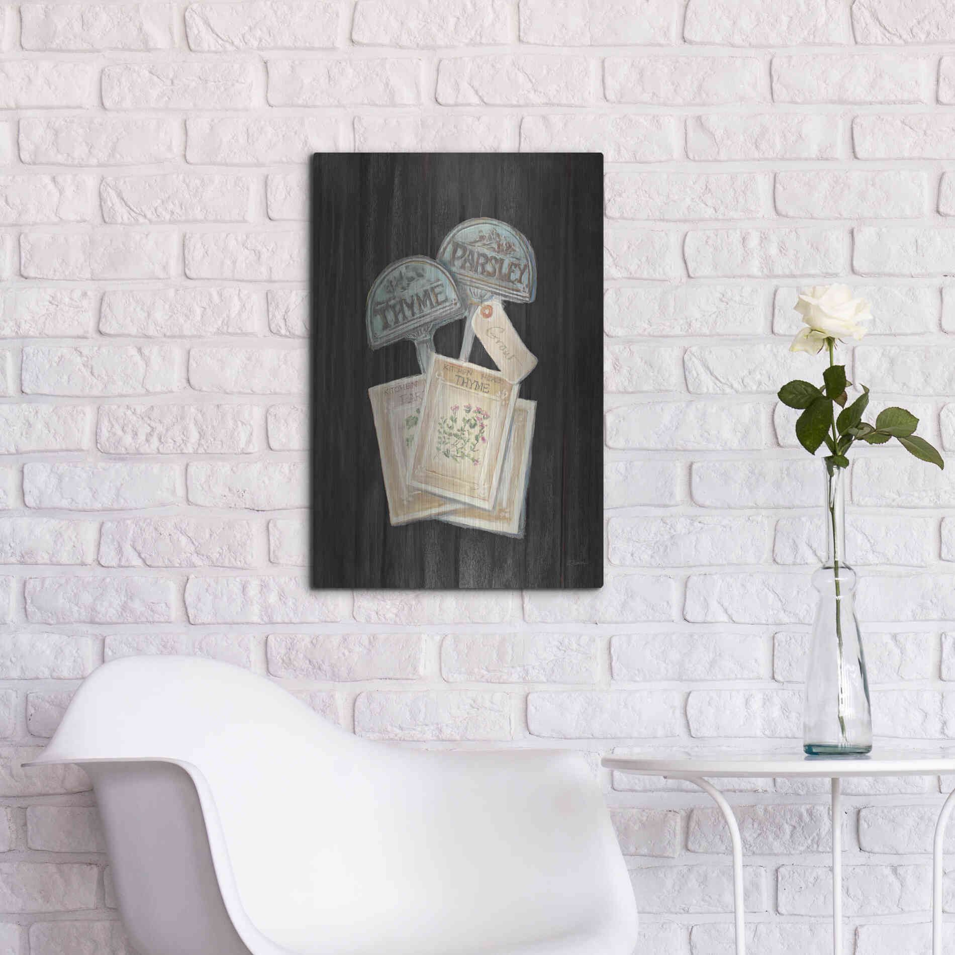 Luxe Metal Art 'Seed Packs Black Wood' by Carol Rowan, Metal Wall Art,16x24