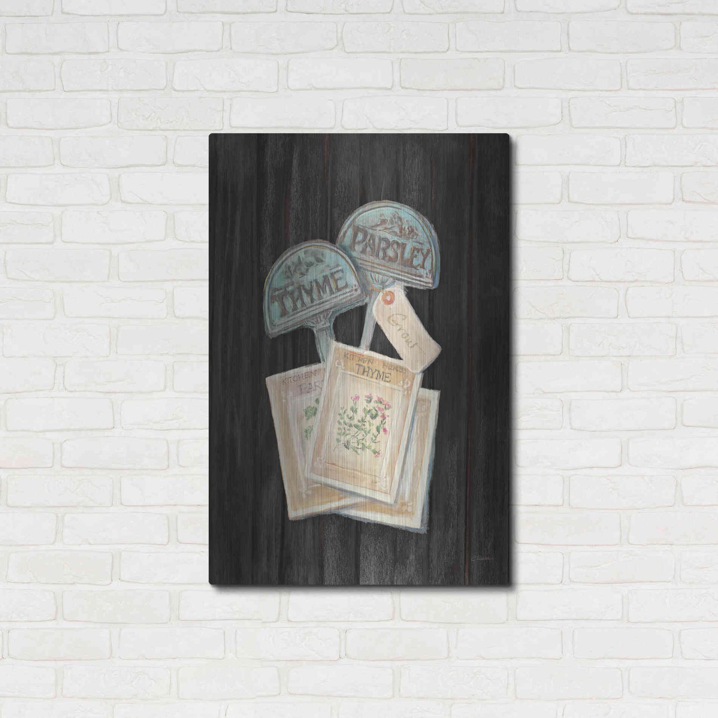 Luxe Metal Art 'Seed Packs Black Wood' by Carol Rowan, Metal Wall Art,24x36