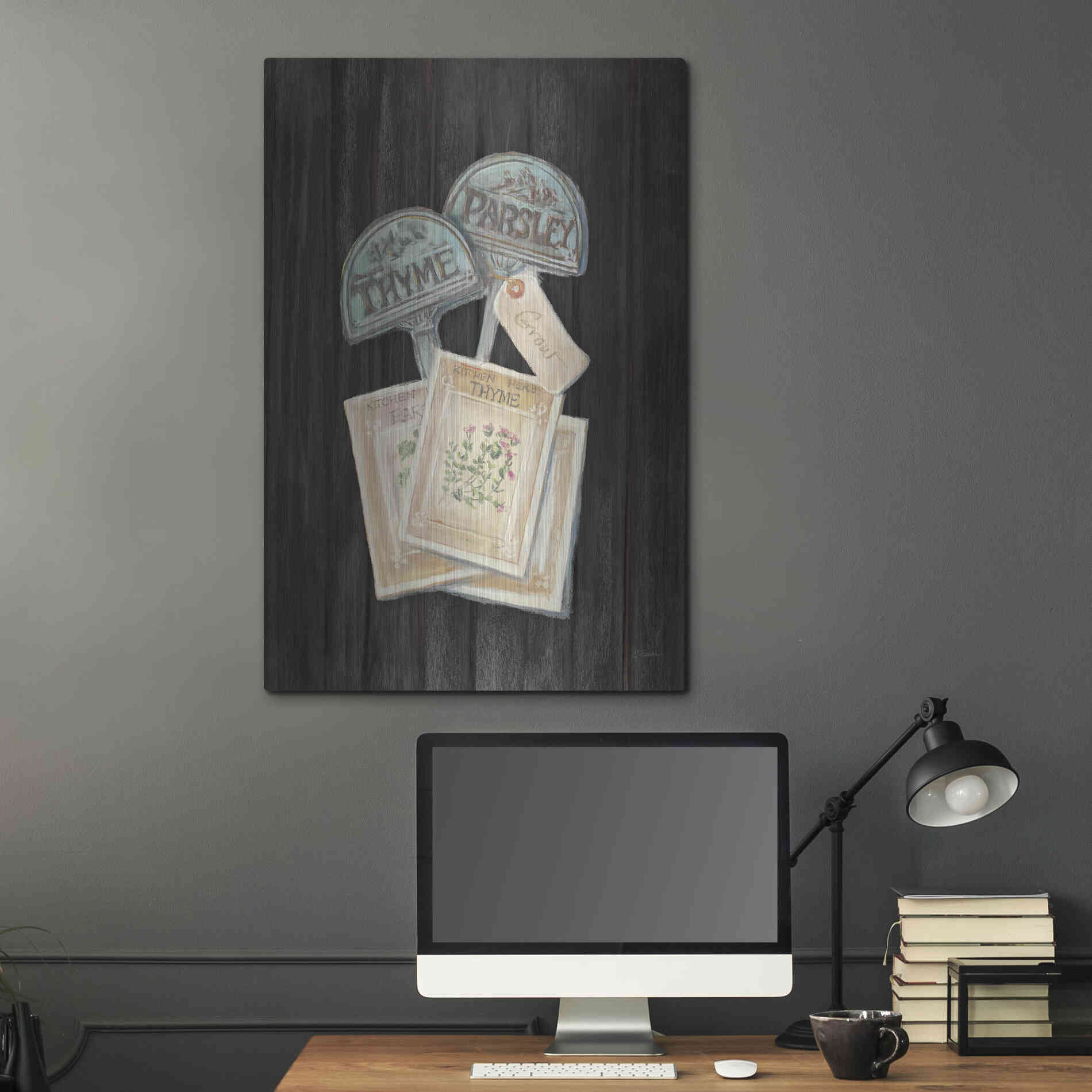 Luxe Metal Art 'Seed Packs Black Wood' by Carol Rowan, Metal Wall Art,24x36