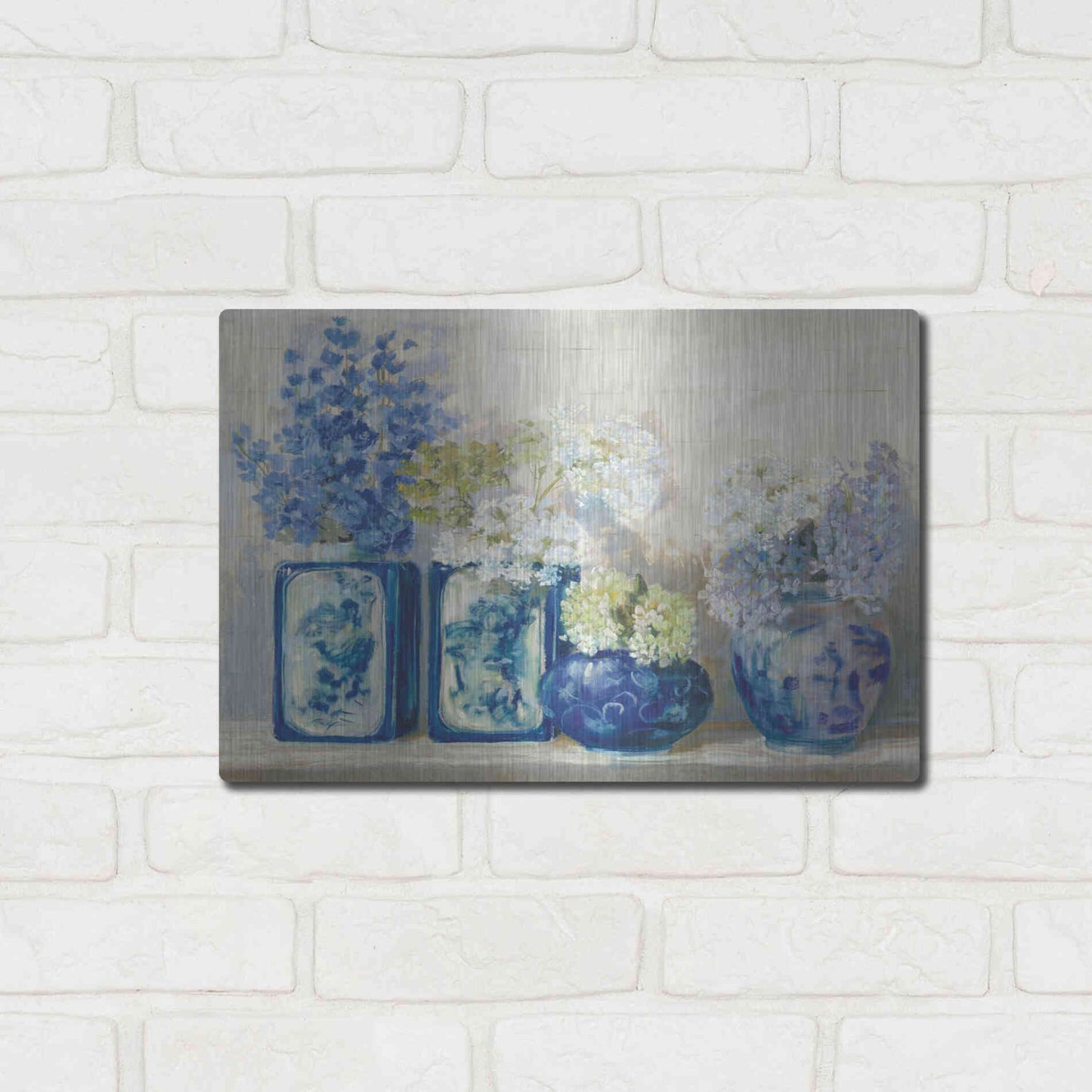 Luxe Metal Art 'Ladys Mantle On Shiplap' by Carol Rowan, Metal Wall Art,16x12