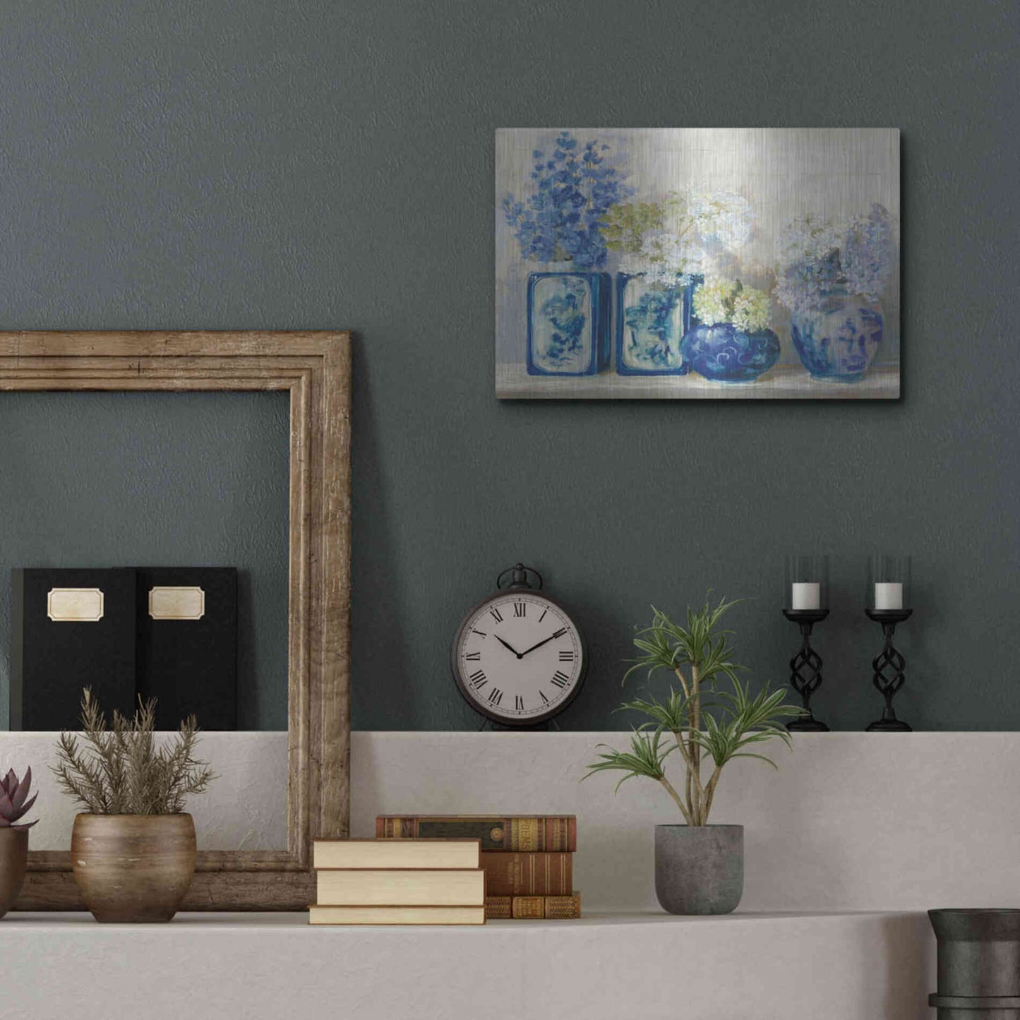 Luxe Metal Art 'Ladys Mantle On Shiplap' by Carol Rowan, Metal Wall Art,16x12