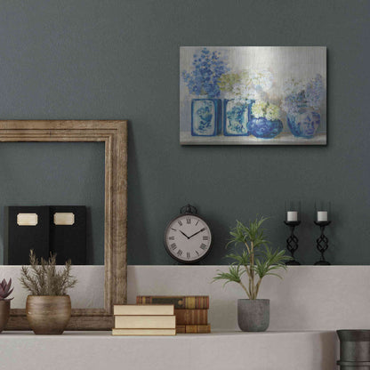 Luxe Metal Art 'Ladys Mantle On Shiplap' by Carol Rowan, Metal Wall Art,16x12